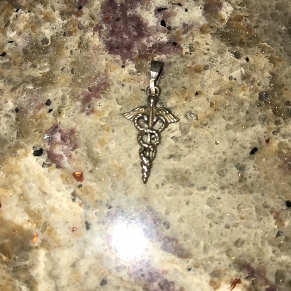 Jewelry - 925. Sterling Silver Rod of Asclepius Pendant